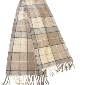 Lambswool Foxford Irish Lambswool Cream and Gray Wool Scarf